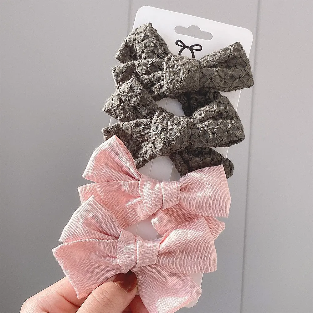 4Pcs/set 2021 New Leopard Print Hair Clips For Cute Girls BB Boutique Hairpins Bowknot Barrettes Headwear Kids Hair Acesssories