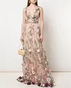 Women's V-neck Sleeveless Flower Embroidery Mesh Dress