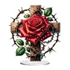 (US Local)Acrylic Special Shape Flower Cross Diamond Painting Desktop Decors Bedroom Table Decor Kit