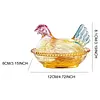 Vintage-Style Glass Hen on Nest Dish with Lid Tabletop Dessert Plate Snack Bowl