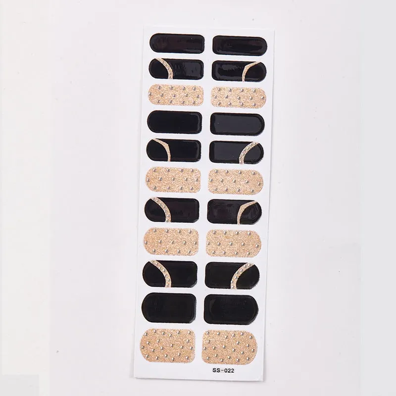 22 Tips/Sheet Solid And Shivering Patterned Nails Nail Wraps DIY Self Adhesive Nail Art Stickers 2020 Designer Nail Decals