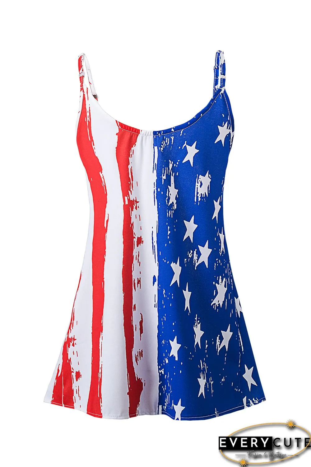Stars and Stripes Flag Print Button Down Tank Top