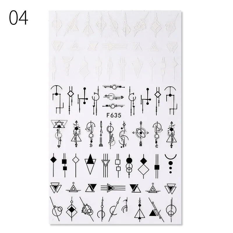 Harunouta Gold Flower Leaves Water Decals Slider Lines Geometrics Spring Summer Nail Art Transfer 3D Stickers DIY Watermarks-Nail Inspo