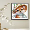 >SALE<5D DIY Partial Special Shaped Drill Diamond Painting Flowers and Fox 30x30cm