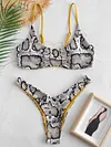 ZAFUL 2019 Hot New Arrival Sexy Bikinis Snakeskin Print High Leg Bikini Set Women Swimsuit Swimwear Wear on both sides Biquini