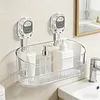 No-Drill Bathroom Suction Storage Box Reusable Multi Functional Suction Cup Shelf Detachable Transparent Storage Hanging Basket for Shampoo Conditioner Soap