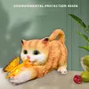 [US Local Warehouse] Cat Solar Garden Statue Solar Garden Statue Cat for Mom Grandma (Yellow)