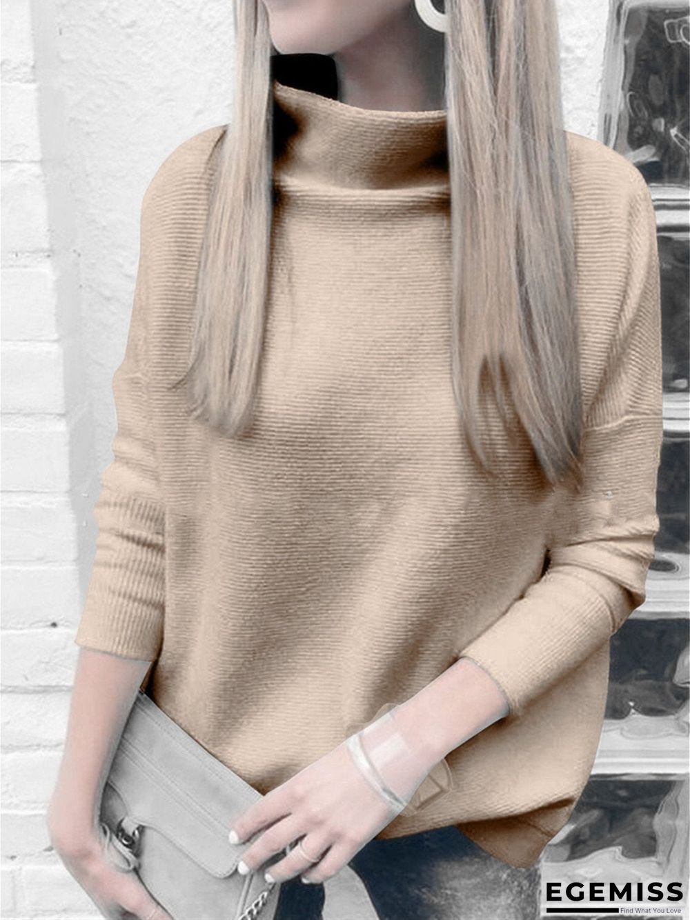Long Sleeve Turtleneck Knitted Sweater | EGEMISS