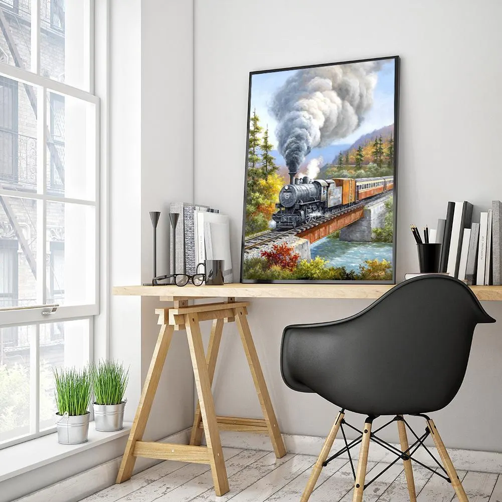 Diamond Painting - Full Round Drill - Running Train(30*40cm)