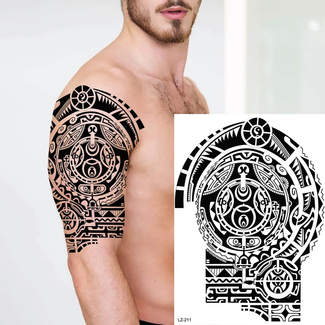 Realistic Knight Tribal Armband Temporary Tattoos For Men Adult Lion Wings Shield Fake Tattoo Body Art Unique Tatoos Large