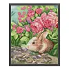 >SALE<Full Embroidery Cotton Thread 11CT Printed Fragrant Rabbit Cross Stitch 42x52cm