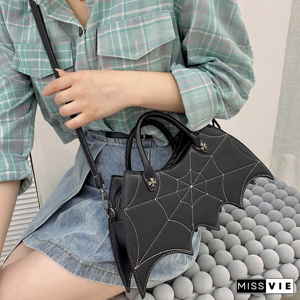 Spider Web Print Bat Irregular Crossbody Bag