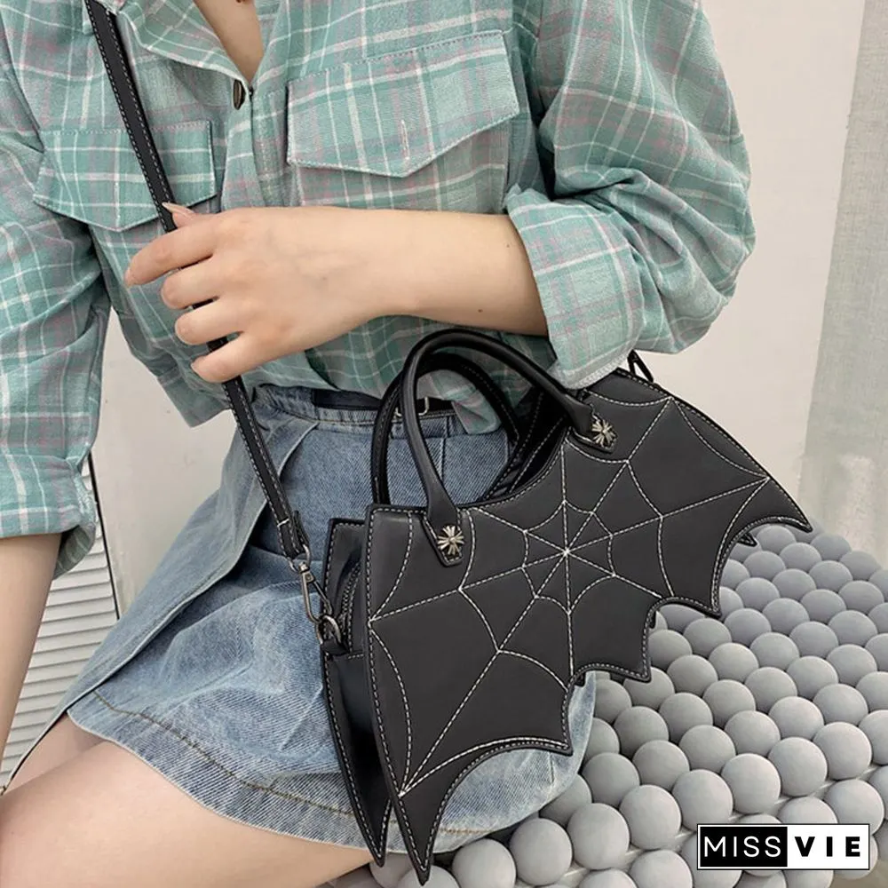 Spider Web Print Bat Irregular Crossbody Bag
