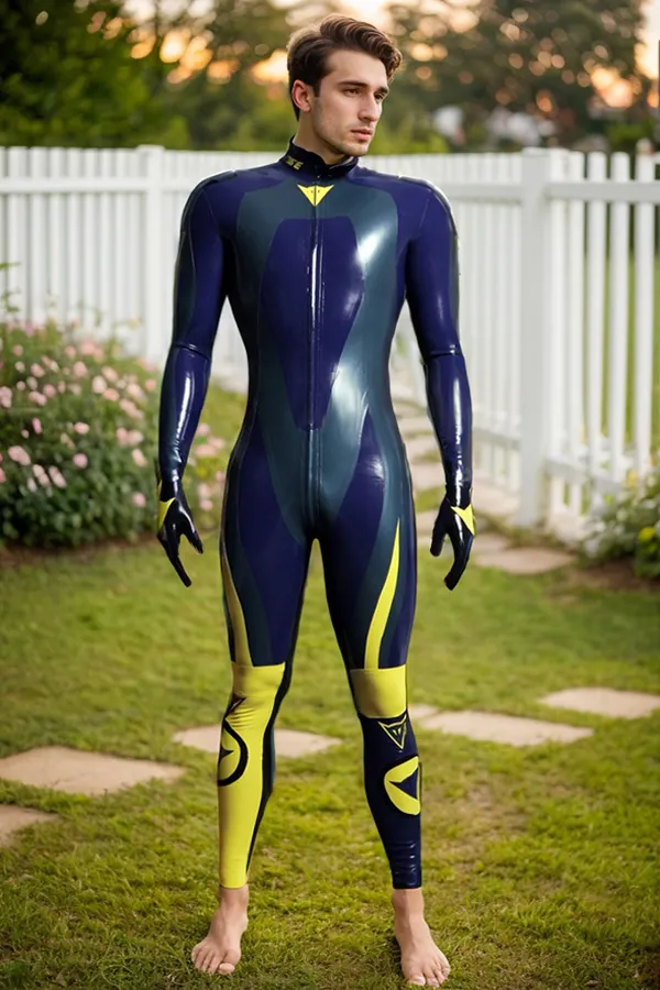 Men Latex Catsuits Biker Racing