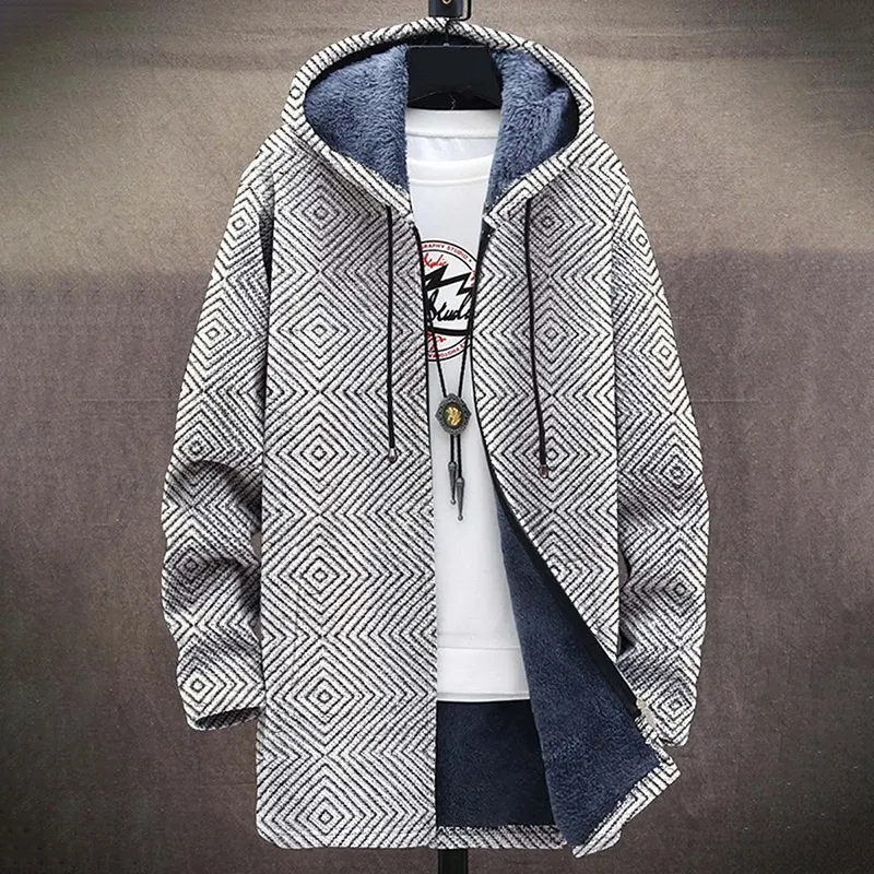 Retro Printed Plush Thick Long Sleeve Jacket Cardigan