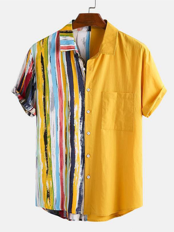 Striped Short Sleeve Hawaiian Shirt