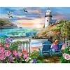 （Big Size）Seaside Lighthouse-Full Round Diamond Painting 60*50cm