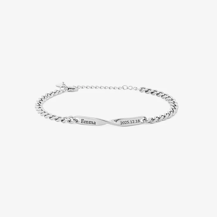 For Love - Customized Names & Dates Matching Chain Bracelet
