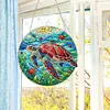 (Upgrade Size)DIY Diamond Painting Double Sided Effect Stained Glass Panel Decorative Home Garden Decoration Hanging Kit(Turtle)