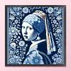 Blue And White Porcelain-Pearl Earring Girl-14CT Stamped/Counted Cross Stitch 40*40cm/15.75*15.75in