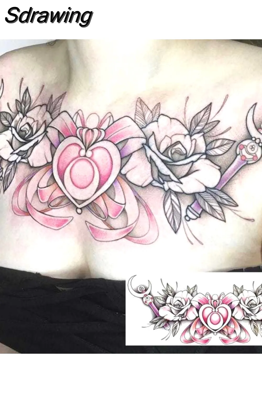 Sdrawing 4/5/9/10/18 PIeces Long Lasting Blue Flower Jewelry Tattoo Sticker Sexy Belly Block Scar Stretch Marks Waterproof Tattoo Sticker 715-1