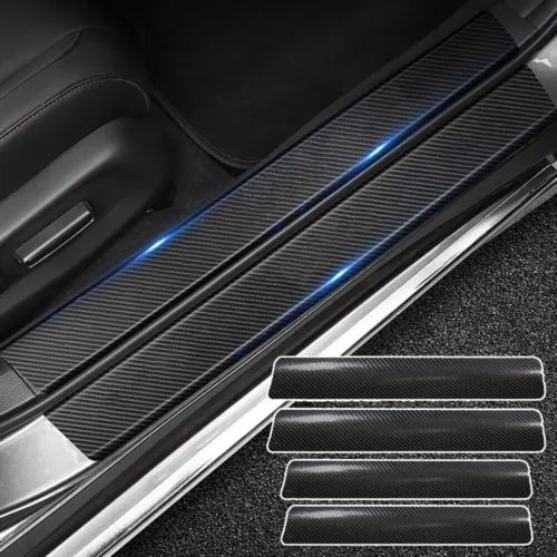 Dronehint 4x Black Carbon Fiber Car Door Plate Sill Scuff Cover Anti-Scratch Sticker Parts (For: Acura) Parts