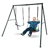 [US Local Warehouse] Swing Set Frame Rust Proof Outdoor Swing Stand Backyard Metal Hammock Stand Set Double Swinging Frame Set for Kindergarten Shopping Mall Park