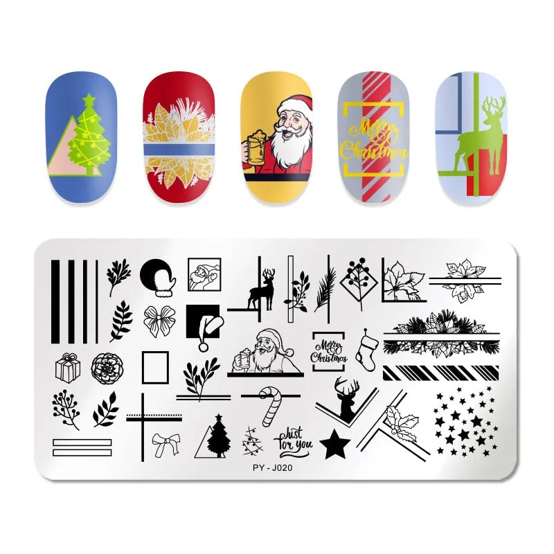 PICT YOU Nail Stamping Plates Snow Winter Nail Art Stamp Template idea nail Image Plate Stainless Steel Stencil Tools-Nail Inspo
