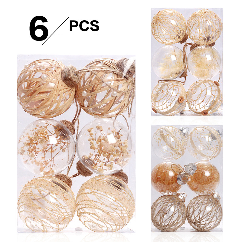 Christmas Tree Decor Clear 8cm PET Hanging Ball Ornament Set 