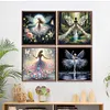 4 PCS Girl - Full Embroidery 3 Strands 11CT Stamped Cross Stitch - 45*45CM