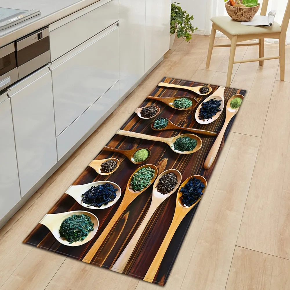Seasoning Pattern Kitchen Floor Mat Home Entrance Doormat Bedroom Living Room Decoration Long Carpet Hallway Bath Anti-Slip Rugs