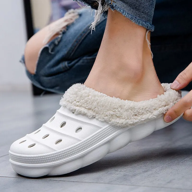 Men Women Winter Slippers Men Indoor Warm Fur Plush Slippers House Bedroom Flat Shoes Anti-skid Home Couple Slippers Casual Shoe