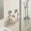 No-Drill Bathroom Suction Storage Box Reusable Multi Functional Suction Cup Shelf Detachable Transparent Storage Hanging Basket for Shampoo Conditioner Soap