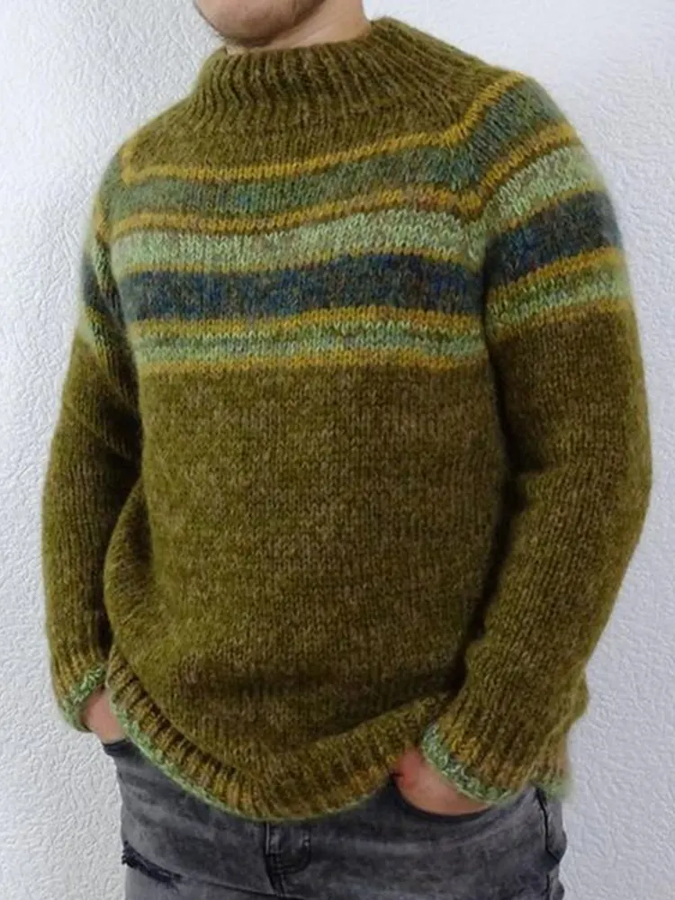 Vintage Icelandic Knit Jacquard Crew Neck Sweater（Unisex）