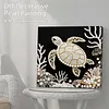 (25x25cm)DIY Pearl Painting Turtle Framed Handmade Pearl Material Art Kit Living Room Decor