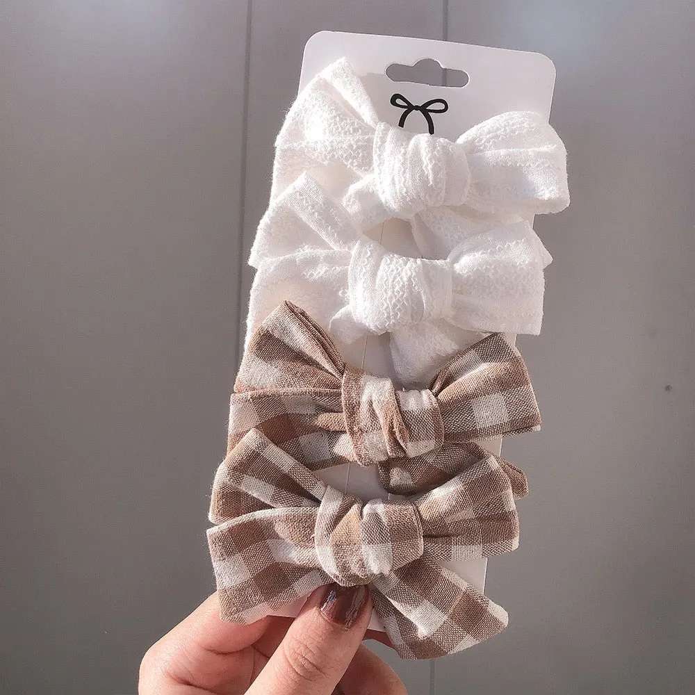4Pcs/set 2021 New Leopard Print Hair Clips For Cute Girls BB Boutique Hairpins Bowknot Barrettes Headwear Kids Hair Acesssories