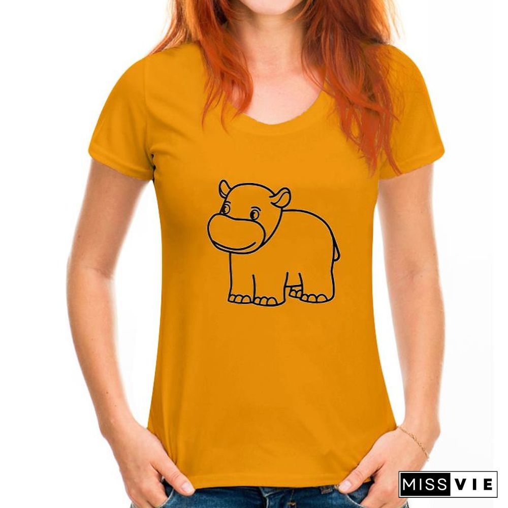 Summer T-Shirt Women Kawaii Cute Animal Print Casual Short Sleeve Fashion Aesthetic Girl Top Tees Oversized Female Clothing