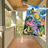 DIY Diamong Painting Double Sided Drills Garden Flags Outdoor Decor Holiday Garden Decorations Kit(Butterfly Flower)