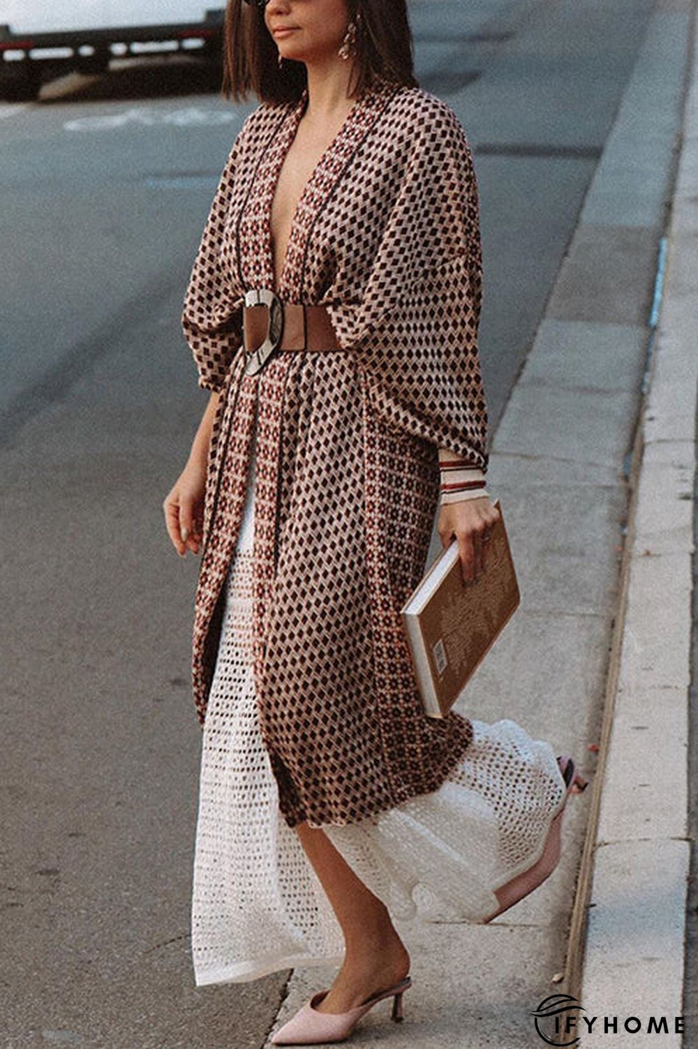 Digital Print Long Sleeve Cardigan Coat | IFYHOME