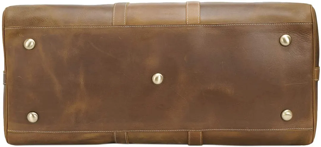 22 Inch Full Grain Leather Travel Duffel Weekender Bag Overnight Duffle Bag For Men