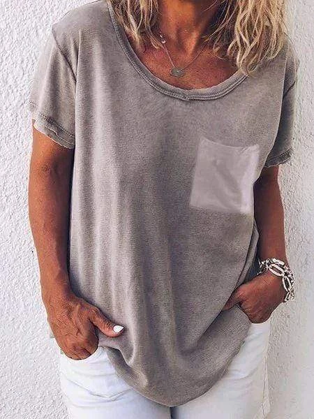 Casual Solid Color T-shirts With Pocket