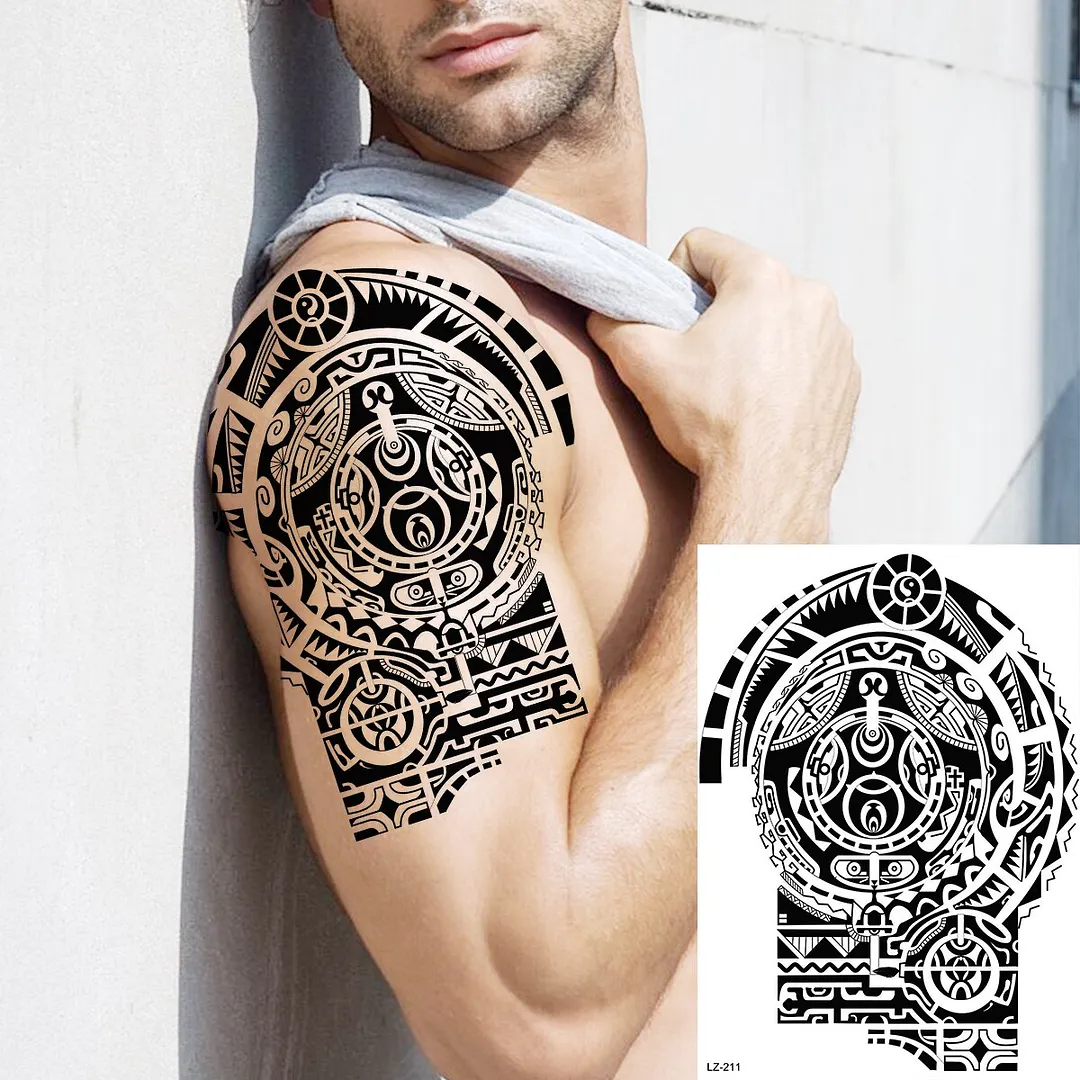Sdrawing Cuttlefish Skeletion Scary Temporary Tattoos For Men Women Pirate Tiger Skull Totem Fake Tattoo Sticker Tatoos Octopus