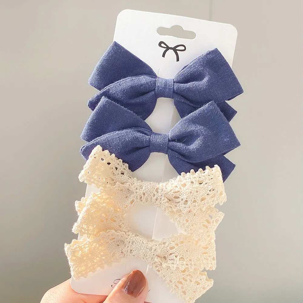 4Pcs/set 2021 New Leopard Print Hair Clips For Cute Girls BB Boutique Hairpins Bowknot Barrettes Headwear Kids Hair Acesssories