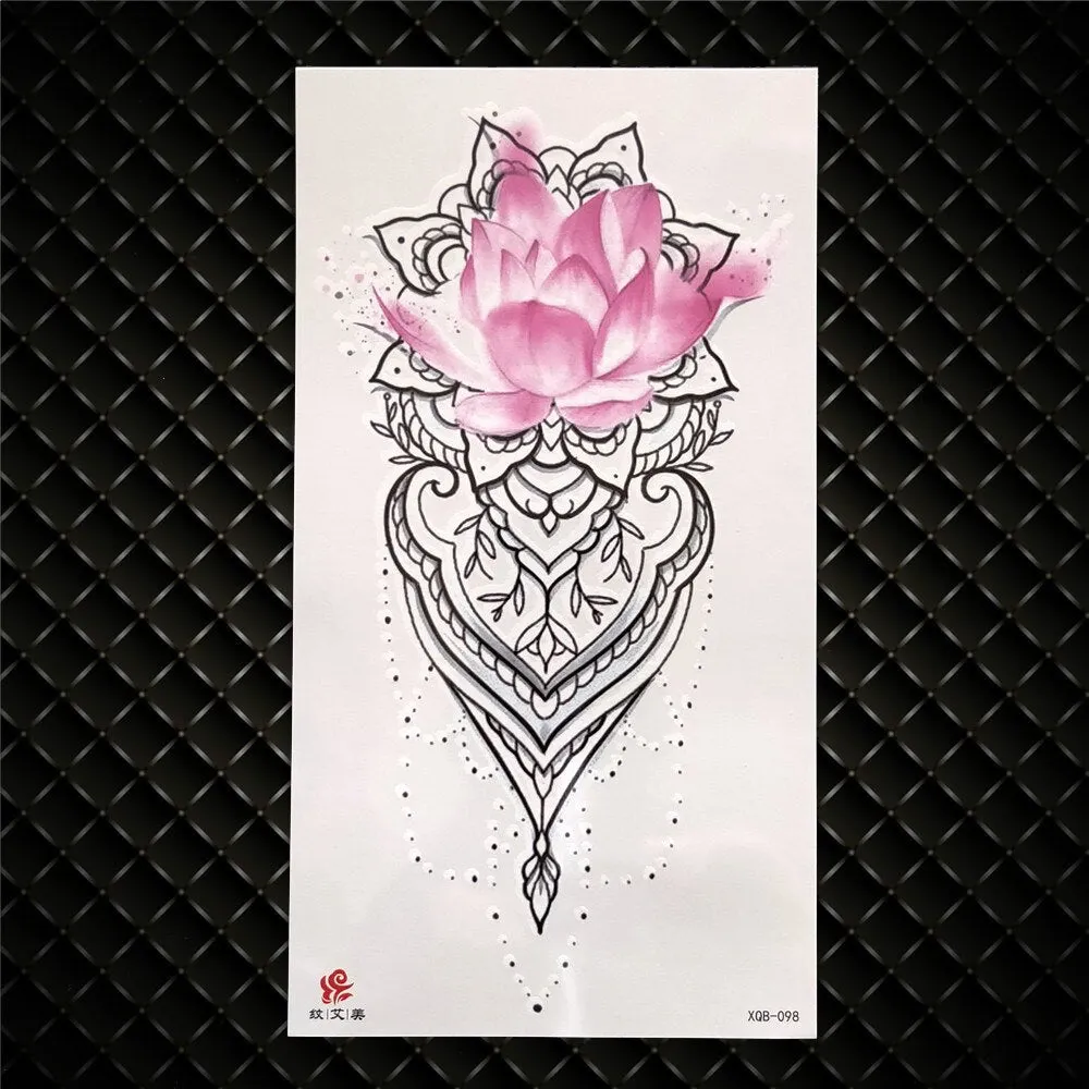 3D Skeleton Fake Temporary Tattoo For Women Men Death skull Dragon Tattoos Geometric Rose Creative Waterproof Tatoos Chest Waist