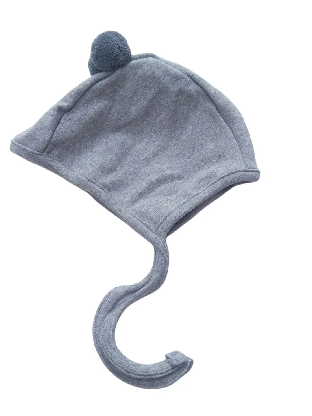 Winter Baby Boy Girl Warm Cap Hat No-Brim Plush Ball Hat Beanie Bear Ears Solid Strap Caps