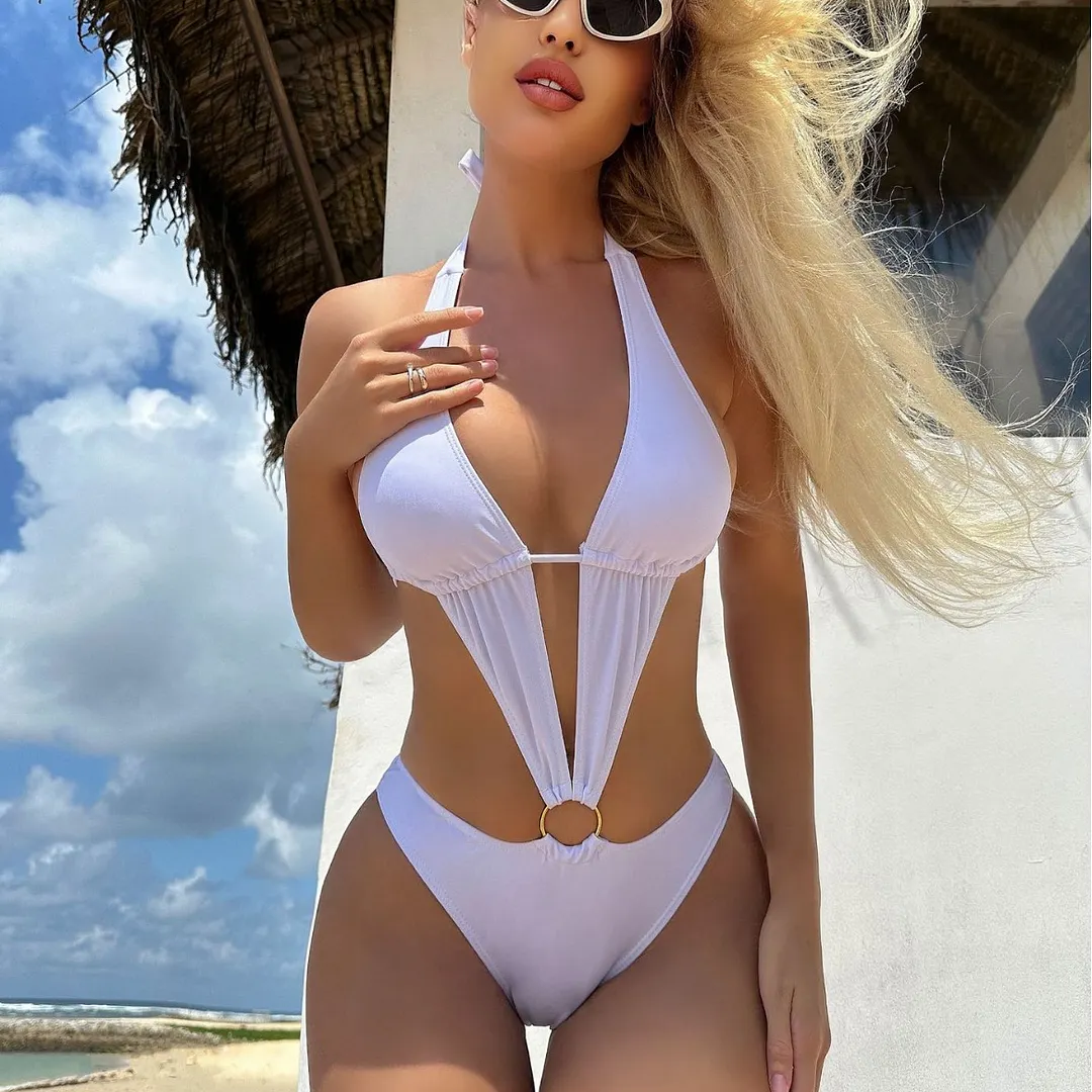 Churchf 2023 New Sexy Hollow Conjoint Solid Color Two-Set Swimsuit Bikini Bikini