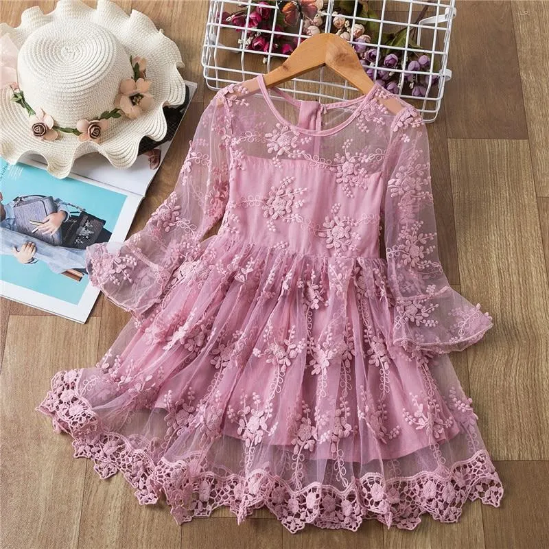 Fairy Spring Girls Dress Full Sleeve Polka Dots Girls Princess Dress Elegant Girls Party Frocks Dress Children Birthday Costume