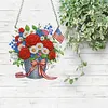 Independence Day Bouquet DIY Acrylic Diamond Painting Hanging Kit Special Shape Crystal Rhinestone Art Pendants Single Side Drill for Adults Gift Home Wall Or Window Decor