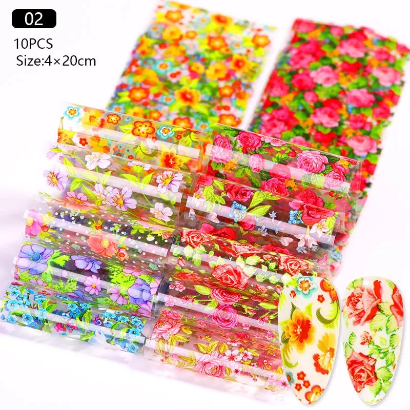 10Pcs/Bag Nail Art Transfer Foil Sticker Abstract Image Blue French Tip Wraps Adhesive Decals Nails Decoration Accessories-Nail Inspo