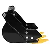 [US Local Warehouse] 400mm Bucket Metal Trenching Digger for Most 0.8-1.8 Ton Small Diggers Mini Excavator Digging Bucket Attachment 0.98in Hole 3.46in Center Wheelbase Mini Excavator Attachment w/ Metal Teeth